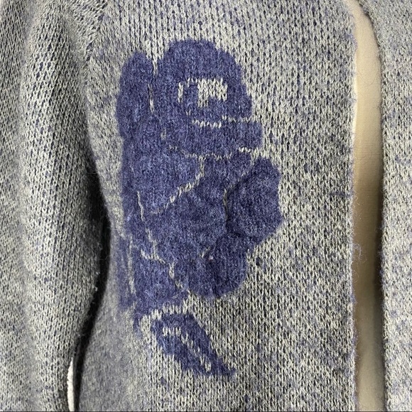 COCOGIO Gray Floral Wool Blend Sweater Large Made in Italy Knit - Picture 5 of 7